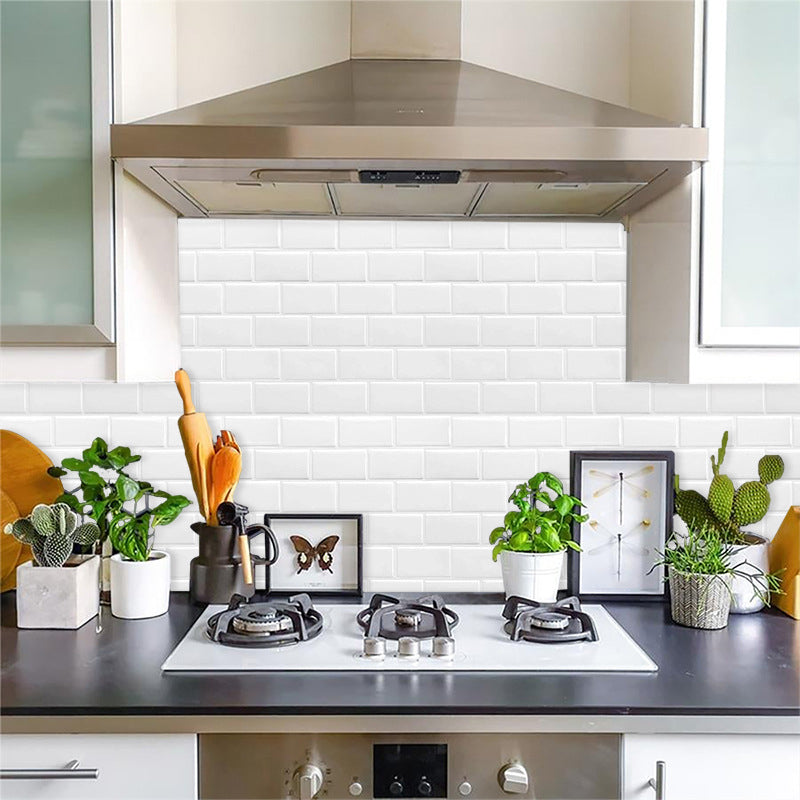 Solid Peel & Stick Subway Tile Scratch Resistant PVC Rectangle Peel and Stick Wall Tile Gloss White 100-Piece Set Clearhalo 'Flooring 'Home Improvement' 'home_improvement' 'home_improvement_peel_stick_blacksplash' 'Peel & Stick Backsplash Tile' 'peel_stick_blacksplash' 'Walls & Ceilings' Walls and Ceiling' 6714795