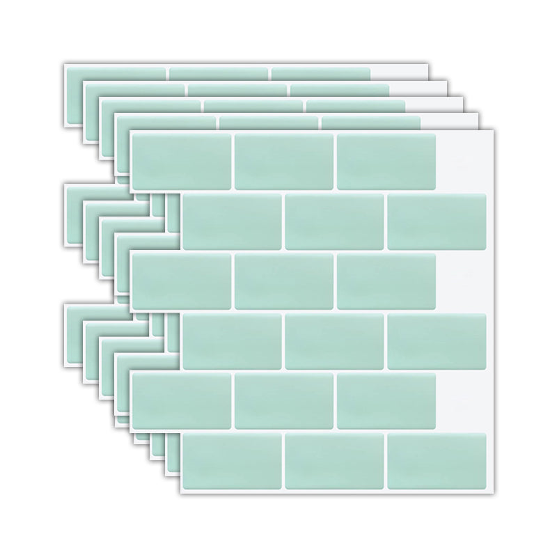 Solid Peel & Stick Subway Tile Scratch Resistant PVC Rectangle Peel and Stick Wall Tile Mint Green Clearhalo 'Flooring 'Home Improvement' 'home_improvement' 'home_improvement_peel_stick_blacksplash' 'Peel & Stick Backsplash Tile' 'peel_stick_blacksplash' 'Walls & Ceilings' Walls and Ceiling' 6714799