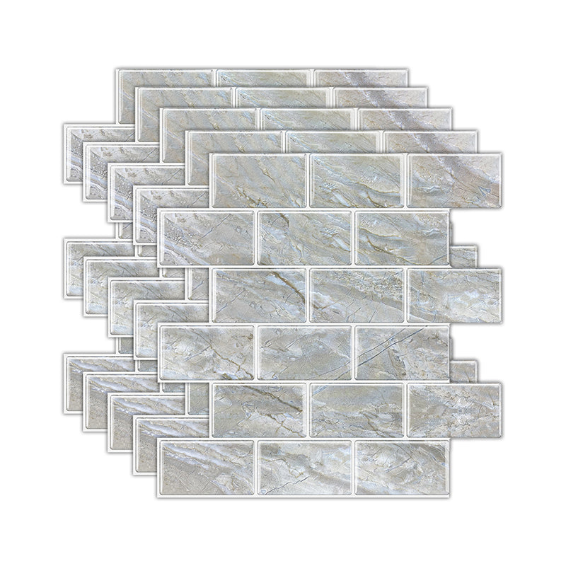 Peel and Stick Tiles Subway Rectangle Waterproof PVC Tile-Peel & Stick for Kitchen 10-Pack Grey Clearhalo 'Flooring 'Home Improvement' 'home_improvement' 'home_improvement_peel_stick_blacksplash' 'Peel & Stick Backsplash Tile' 'peel_stick_blacksplash' 'Walls & Ceilings' Walls and Ceiling' 6714852