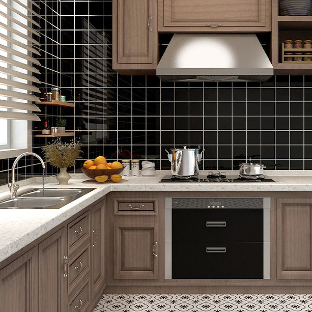 Classical Mosaic Backsplash Tile Peel and Stick Backsplash Tile for Kitchen Black 50-Piece Set Clearhalo 'Flooring 'Home Improvement' 'home_improvement' 'home_improvement_peel_stick_blacksplash' 'Peel & Stick Backsplash Tile' 'peel_stick_blacksplash' 'Walls & Ceilings' Walls and Ceiling' 6714887