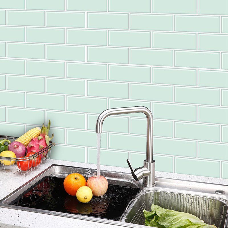 Rectangle Tile-Peel & Stick Plain Waterproof Plastic Peel & Stick Subway Tile for Kitchen Green 20-Piece Set Clearhalo 'Flooring 'Home Improvement' 'home_improvement' 'home_improvement_peel_stick_blacksplash' 'Peel & Stick Backsplash Tile' 'peel_stick_blacksplash' 'Walls & Ceilings' Walls and Ceiling' 6714913