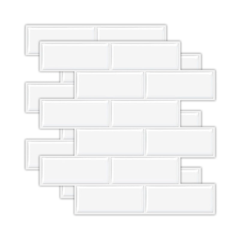 Rectangle Tile-Peel & Stick Plain Waterproof Plastic Peel & Stick Subway Tile for Kitchen White Clearhalo 'Flooring 'Home Improvement' 'home_improvement' 'home_improvement_peel_stick_blacksplash' 'Peel & Stick Backsplash Tile' 'peel_stick_blacksplash' 'Walls & Ceilings' Walls and Ceiling' 6714921