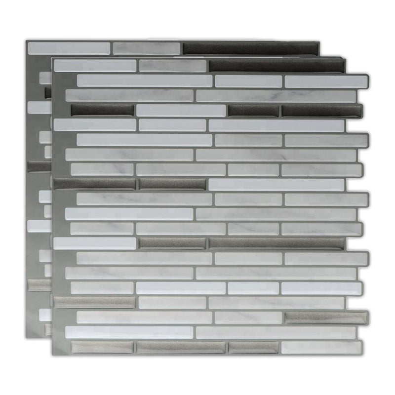 Peel & Stick Subway Tile Stain Resistant Plastic Rectangle Peel and Stick Tile 2 Pack Light Gray Clearhalo 'Flooring 'Home Improvement' 'home_improvement' 'home_improvement_peel_stick_blacksplash' 'Peel & Stick Backsplash Tile' 'peel_stick_blacksplash' 'Walls & Ceilings' Walls and Ceiling' 6714929