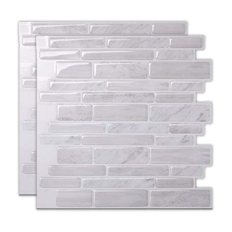 Peel & Stick Subway Tile Stain Resistant Plastic Rectangle Peel and Stick Tile 2 Pack Cream Gray Clearhalo 'Flooring 'Home Improvement' 'home_improvement' 'home_improvement_peel_stick_blacksplash' 'Peel & Stick Backsplash Tile' 'peel_stick_blacksplash' 'Walls & Ceilings' Walls and Ceiling' 6714932