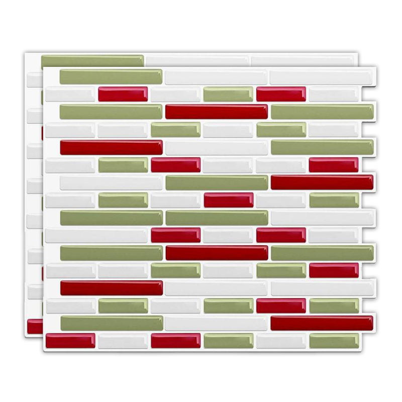 Peel & Stick Subway Tile Stain Resistant Plastic Rectangle Peel and Stick Tile 2 Pack Red Clearhalo 'Flooring 'Home Improvement' 'home_improvement' 'home_improvement_peel_stick_blacksplash' 'Peel & Stick Backsplash Tile' 'peel_stick_blacksplash' 'Walls & Ceilings' Walls and Ceiling' 6714934