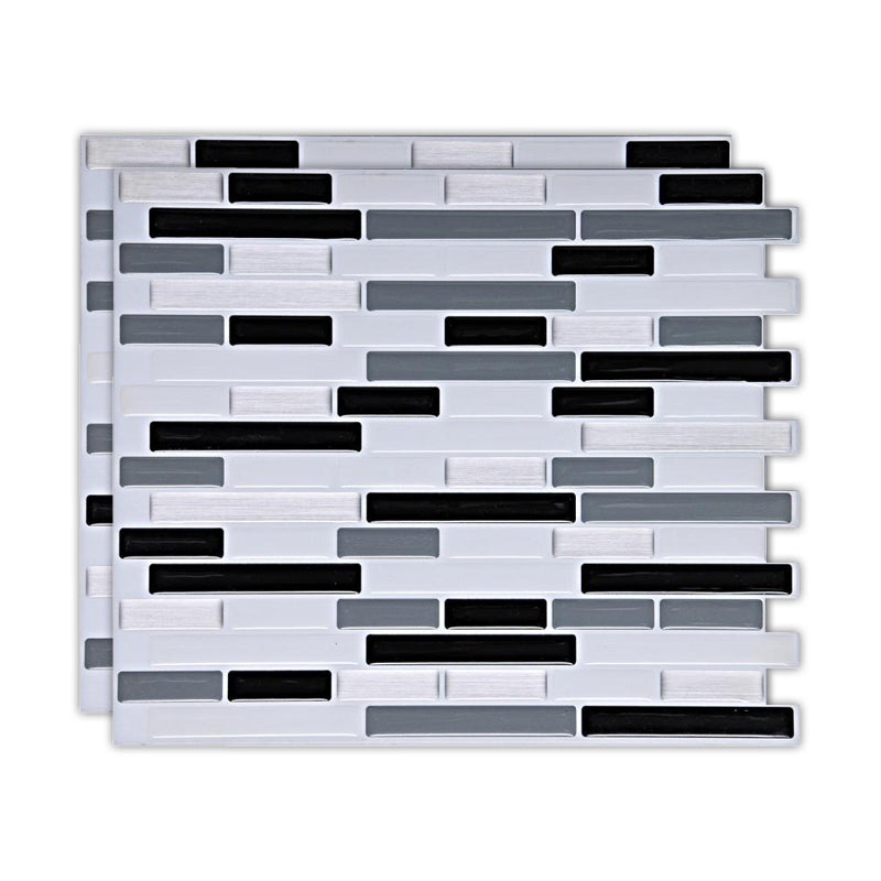 Peel & Stick Subway Tile Stain Resistant Plastic Rectangle Peel and Stick Tile 2 Pack Silver Gray Clearhalo 'Flooring 'Home Improvement' 'home_improvement' 'home_improvement_peel_stick_blacksplash' 'Peel & Stick Backsplash Tile' 'peel_stick_blacksplash' 'Walls & Ceilings' Walls and Ceiling' 6714936