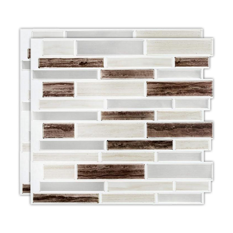 Peel & Stick Subway Tile Stain Resistant Plastic Rectangle Peel and Stick Tile 2 Pack Silver Clearhalo 'Flooring 'Home Improvement' 'home_improvement' 'home_improvement_peel_stick_blacksplash' 'Peel & Stick Backsplash Tile' 'peel_stick_blacksplash' 'Walls & Ceilings' Walls and Ceiling' 6714940