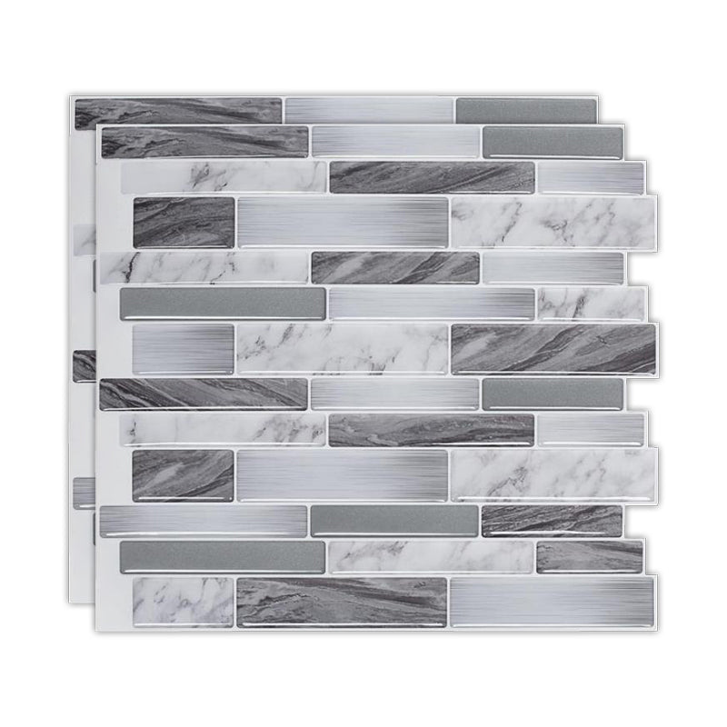 Peel & Stick Subway Tile Stain Resistant Plastic Rectangle Peel and Stick Tile 2 Pack Light Gray Clearhalo 'Flooring 'Home Improvement' 'home_improvement' 'home_improvement_peel_stick_blacksplash' 'Peel & Stick Backsplash Tile' 'peel_stick_blacksplash' 'Walls & Ceilings' Walls and Ceiling' 6714943