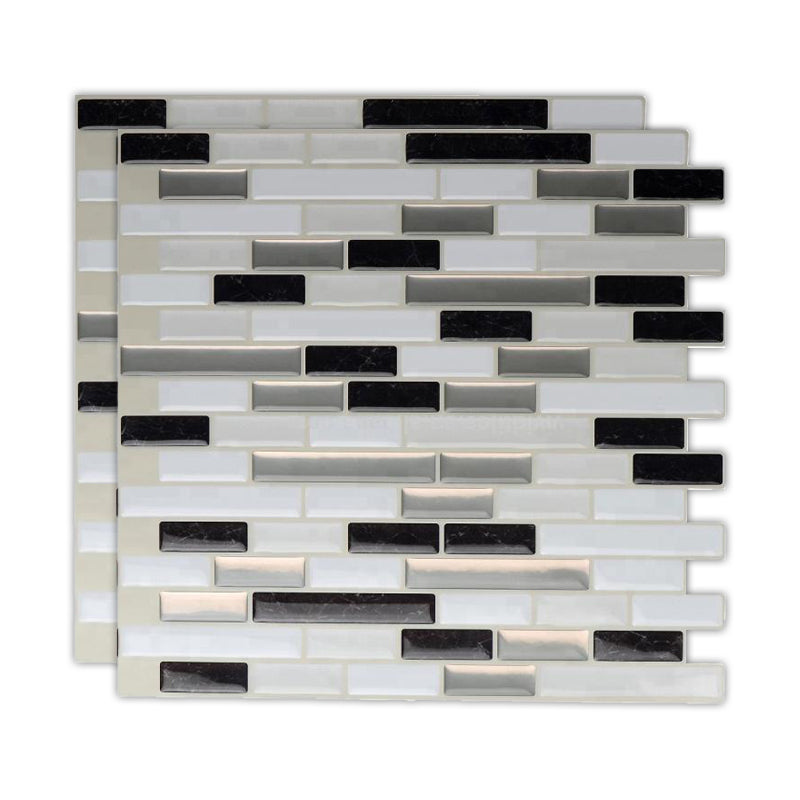 Peel & Stick Subway Tile Stain Resistant Plastic Rectangle Peel and Stick Tile 2 Pack Matte Black Clearhalo 'Flooring 'Home Improvement' 'home_improvement' 'home_improvement_peel_stick_blacksplash' 'Peel & Stick Backsplash Tile' 'peel_stick_blacksplash' 'Walls & Ceilings' Walls and Ceiling' 6714953