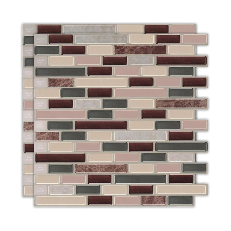Peel & Stick Subway Tile Stain Resistant Plastic Rectangle Peel and Stick Tile 2 Pack Coffee Clearhalo 'Flooring 'Home Improvement' 'home_improvement' 'home_improvement_peel_stick_blacksplash' 'Peel & Stick Backsplash Tile' 'peel_stick_blacksplash' 'Walls & Ceilings' Walls and Ceiling' 6714954