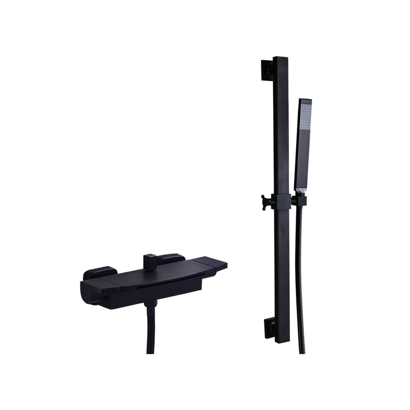 Wall Mounted Metal Tub Filler Low Arc Freestanding Bathtub Faucet Clearhalo 'Bathroom Remodel & Bathroom Fixtures' 'Bathtub Faucets' 'bathtub_faucets' 'Home Improvement' 'home_improvement' 'home_improvement_bathtub_faucets' 6715914