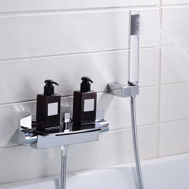 Wall Mounted Metal Tub Filler Low Arc Freestanding Bathtub Faucet Clearhalo 'Bathroom Remodel & Bathroom Fixtures' 'Bathtub Faucets' 'bathtub_faucets' 'Home Improvement' 'home_improvement' 'home_improvement_bathtub_faucets' 6715921