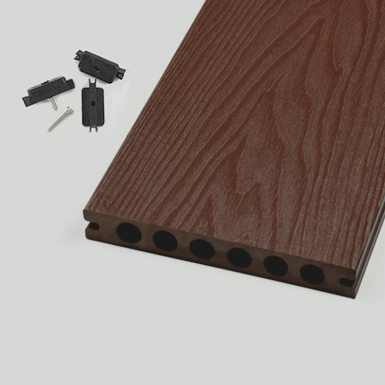 Outdoor Deck Plank Waterproof Slip Resistant Embossed Snapping Floor Board Coffee + Black Clearhalo 'Home Improvement' 'home_improvement' 'home_improvement_outdoor_deck_tiles_planks' 'Outdoor Deck Tiles & Planks' 'Outdoor Flooring & Tile' 'Outdoor Remodel' 'outdoor_deck_tiles_planks' 6716170