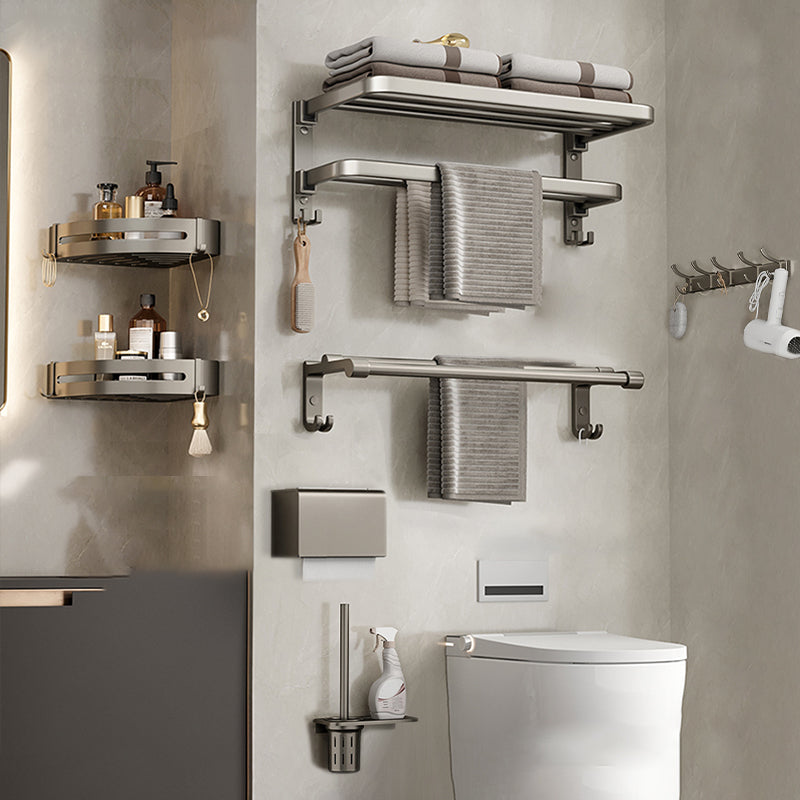 Modern Towel Bar Bathroom Set Bath Shelf Bathroom Accessory Kit Grey 7-Piece Set (Toilet Paper Holder) Clearhalo 'Bathroom Hardware Sets' 'Bathroom Hardware' 'Bathroom Remodel & Bathroom Fixtures' 'bathroom_hardware_sets' 'Home Improvement' 'home_improvement' 'home_improvement_bathroom_hardware_sets' 6717849