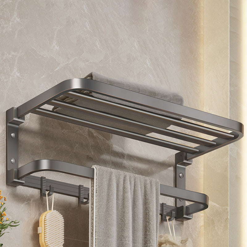 Modern Bathroom Accessory Kit Grey Towel Bar Bath Shelf Bathroom Hardware Foldable Towel Rack (24"L) Clearhalo 'Bathroom Hardware Sets' 'Bathroom Hardware' 'Bathroom Remodel & Bathroom Fixtures' 'bathroom_hardware_sets' 'Home Improvement' 'home_improvement' 'home_improvement_bathroom_hardware_sets' 6717889