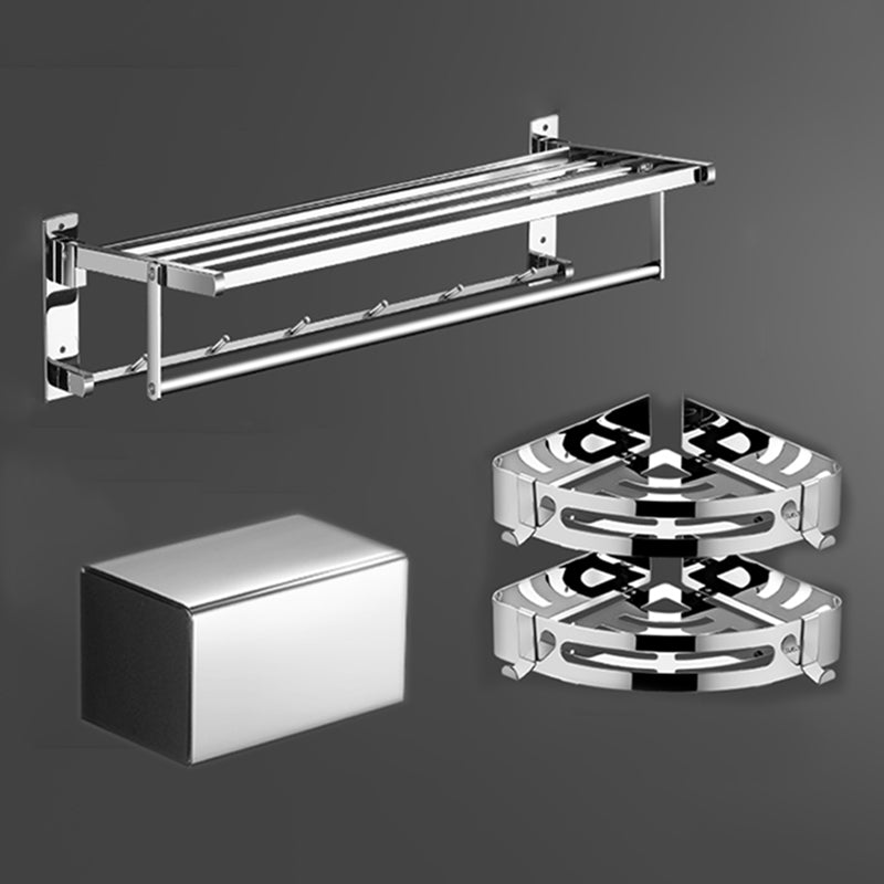 Modern Bathroom Set Stainless Steel Bath Shelf Paper Holder Bathroom Accessory Kit 4-Piece Set (Toilet Paper Holder) Clearhalo 'Bathroom Hardware Sets' 'Bathroom Hardware' 'Bathroom Remodel & Bathroom Fixtures' 'bathroom_hardware_sets' 'Home Improvement' 'home_improvement' 'home_improvement_bathroom_hardware_sets' 6717923