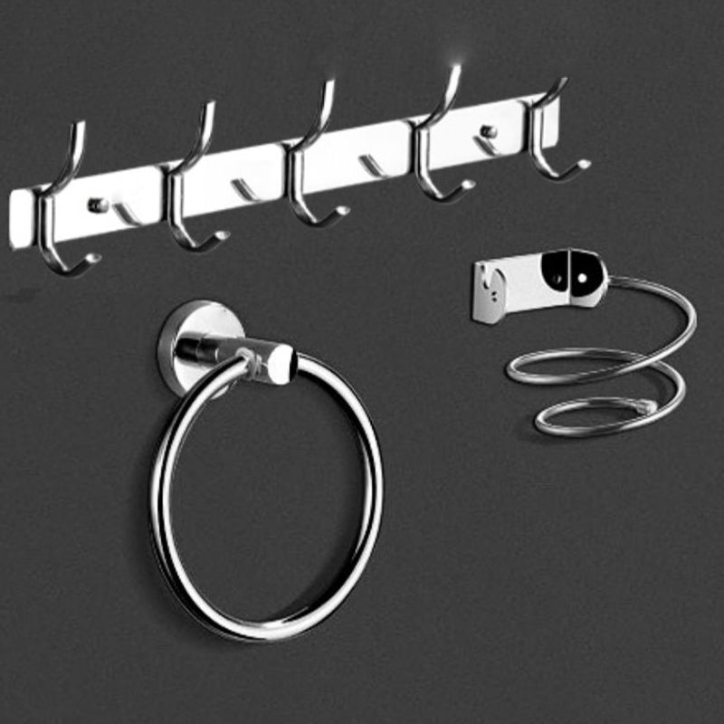 Modern Bathroom Set Stainless Steel Bath Shelf Paper Holder Bathroom Accessory Kit Clearhalo 'Bathroom Hardware Sets' 'Bathroom Hardware' 'Bathroom Remodel & Bathroom Fixtures' 'bathroom_hardware_sets' 'Home Improvement' 'home_improvement' 'home_improvement_bathroom_hardware_sets' 6717928