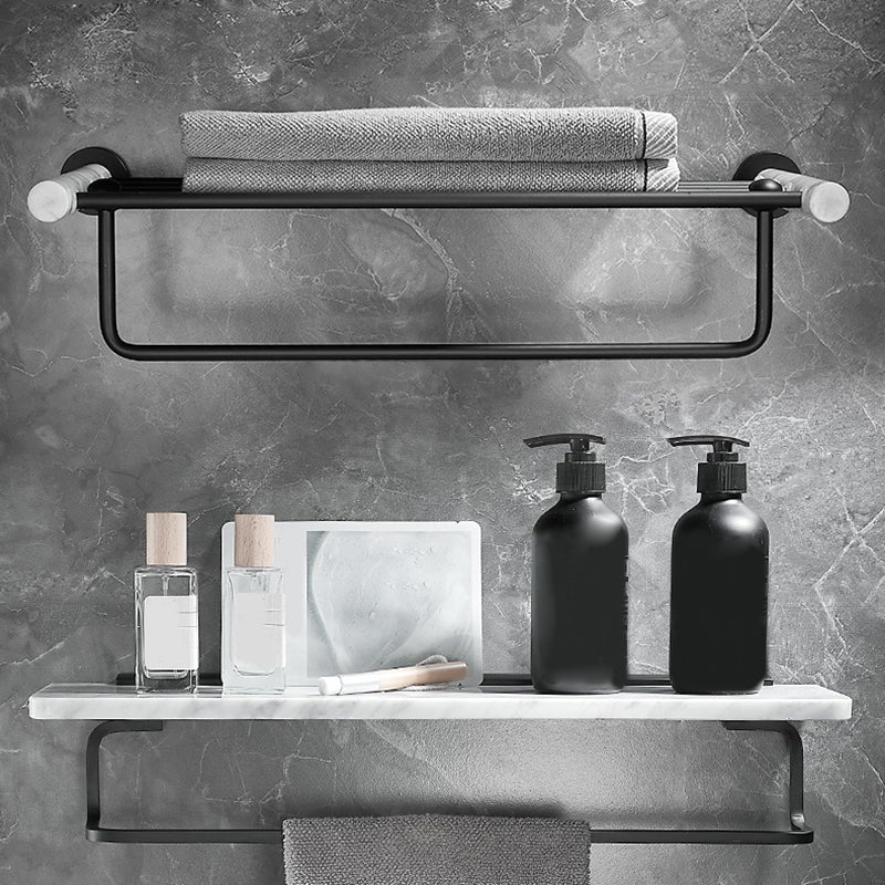 Metal & Marble Bathroom Hardware Set as Individual or as a Set in Black Clearhalo 'Bathroom Hardware Sets' 'Bathroom Hardware' 'Bathroom Remodel & Bathroom Fixtures' 'bathroom_hardware_sets' 'Home Improvement' 'home_improvement' 'home_improvement_bathroom_hardware_sets' 6717984
