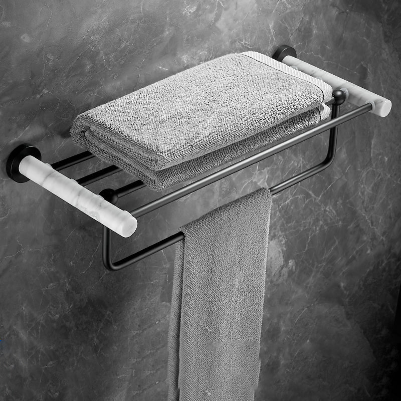 Metal & Marble Bathroom Hardware Set as Individual or as a Set in Black Towel Rack Clearhalo 'Bathroom Hardware Sets' 'Bathroom Hardware' 'Bathroom Remodel & Bathroom Fixtures' 'bathroom_hardware_sets' 'Home Improvement' 'home_improvement' 'home_improvement_bathroom_hardware_sets' 6717985