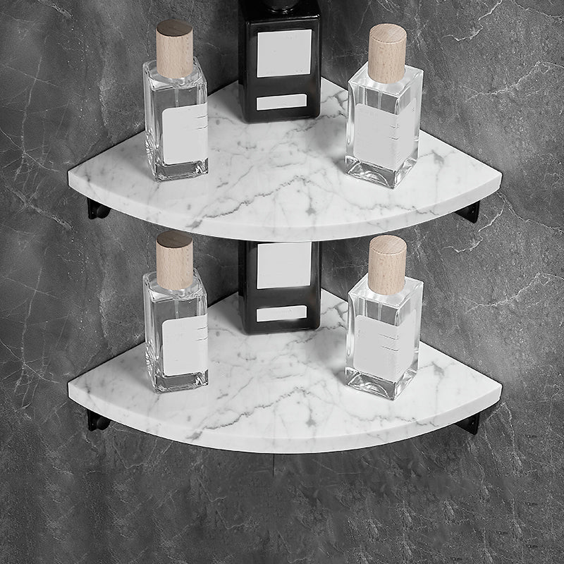 Metal & Marble Bathroom Hardware Set as Individual or as a Set in Black 2-Piece Set (Triangular Bath Shelf) Clearhalo 'Bathroom Hardware Sets' 'Bathroom Hardware' 'Bathroom Remodel & Bathroom Fixtures' 'bathroom_hardware_sets' 'Home Improvement' 'home_improvement' 'home_improvement_bathroom_hardware_sets' 6717988