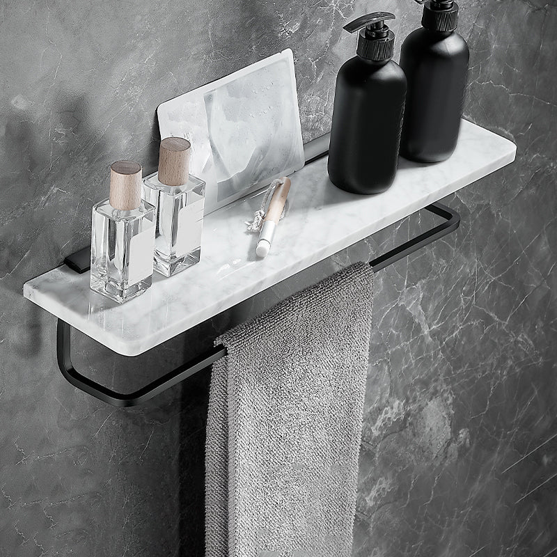 Metal & Marble Bathroom Hardware Set as Individual or as a Set in Black 19.7" Bathroom Shelf (with Rod) Clearhalo 'Bathroom Hardware Sets' 'Bathroom Hardware' 'Bathroom Remodel & Bathroom Fixtures' 'bathroom_hardware_sets' 'Home Improvement' 'home_improvement' 'home_improvement_bathroom_hardware_sets' 6717994
