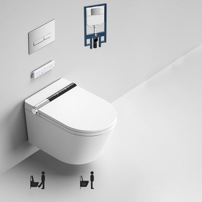 White Antimicrobial Bidet Elongated Smart Toilet with Unlimited Warm Water Bidet with High Water Tank Manual Flip (Medium Configuration Version) Clearhalo 'Bathroom Remodel & Bathroom Fixtures' 'Bidets' 'Home Improvement' 'home_improvement' 'home_improvement_bidets' 'Toilets & Bidets' 6718023