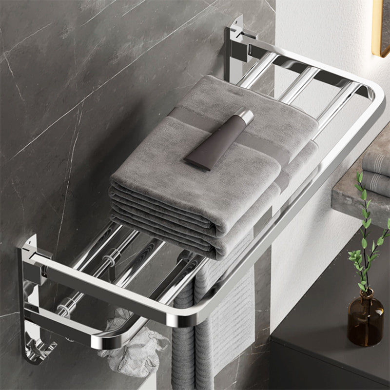 Modern Polished Chrome Bathroom Accessory Set in Stainless Steel Towel Rack Clearhalo 'Bathroom Hardware Sets' 'Bathroom Hardware' 'Bathroom Remodel & Bathroom Fixtures' 'bathroom_hardware_sets' 'Home Improvement' 'home_improvement' 'home_improvement_bathroom_hardware_sets' 6718058