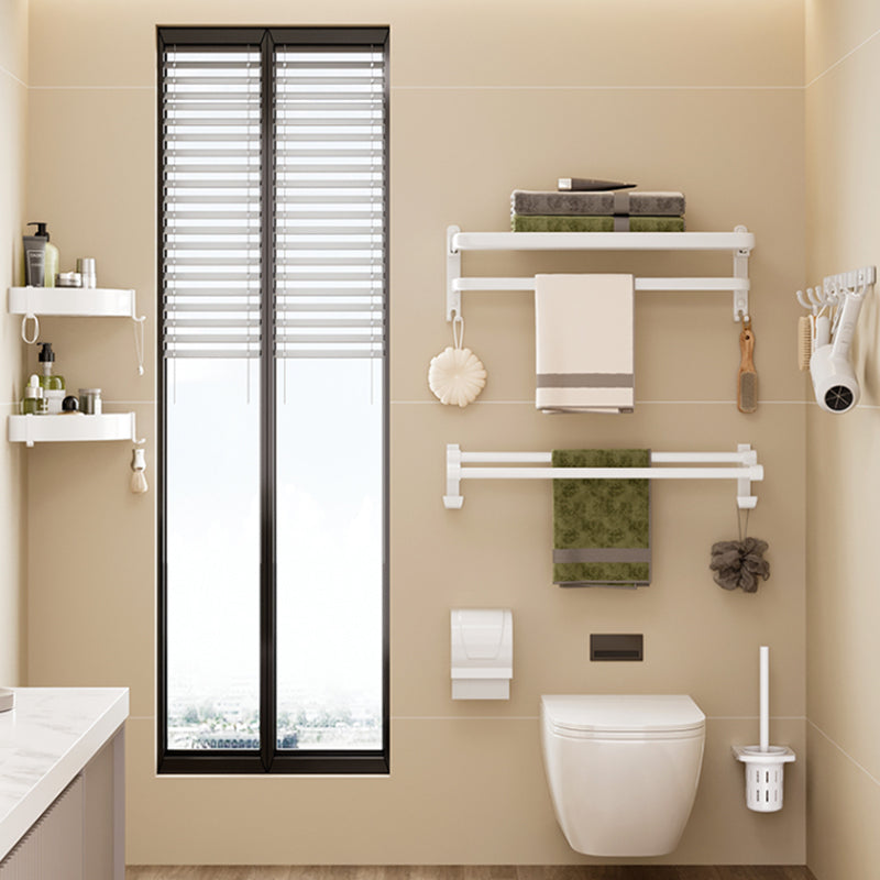Contemporary Bathroom Hardware Set in White with Bath Shelf/Towel Bar/Paper Holder Clearhalo 'Bathroom Hardware Sets' 'Bathroom Hardware' 'Bathroom Remodel & Bathroom Fixtures' 'bathroom_hardware_sets' 'Home Improvement' 'home_improvement' 'home_improvement_bathroom_hardware_sets' 6718100