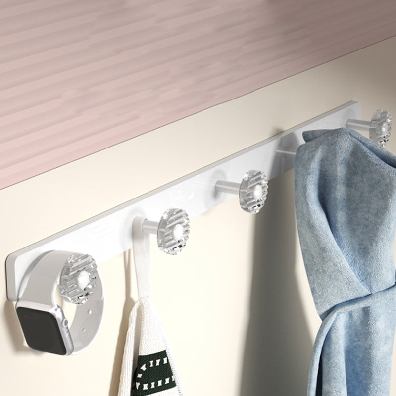 White Bathroom Accessory Set Metal & Acrylic Bathroom Set with Bath Shelf/Robe Hooks Clearhalo 'Bathroom Hardware Sets' 'Bathroom Hardware' 'Bathroom Remodel & Bathroom Fixtures' 'bathroom_hardware_sets' 'Home Improvement' 'home_improvement' 'home_improvement_bathroom_hardware_sets' 6718164