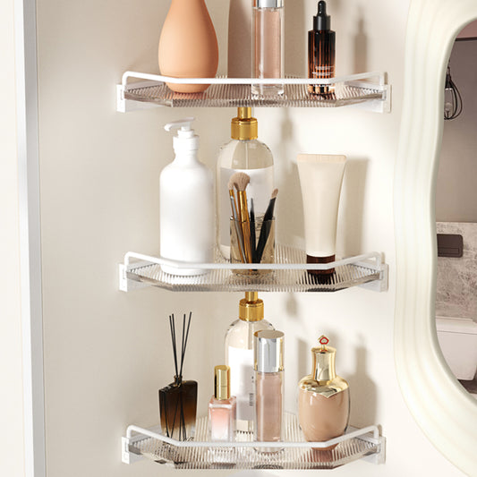 White Metal & Acrylic Bathroom Accessory as Individual or as a Set with Bath Shelf Clearhalo 'Bathroom Hardware Sets' 'Bathroom Hardware' 'Bathroom Remodel & Bathroom Fixtures' 'bathroom_hardware_sets' 'Home Improvement' 'home_improvement' 'home_improvement_bathroom_hardware_sets' 6718195