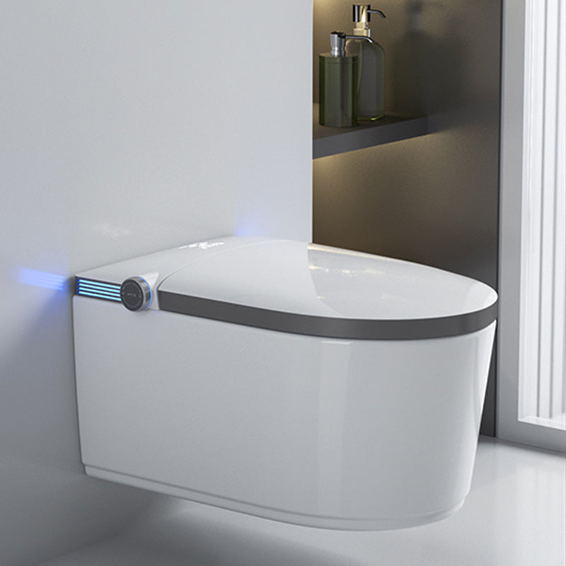 Wall Hung Toilet Temperature Control and Water Pressure Control Bidet Gray-White Automatic Lid Clearhalo 'Bathroom Remodel & Bathroom Fixtures' 'Bidets' 'Home Improvement' 'home_improvement' 'home_improvement_bidets' 'Toilets & Bidets' 6718334