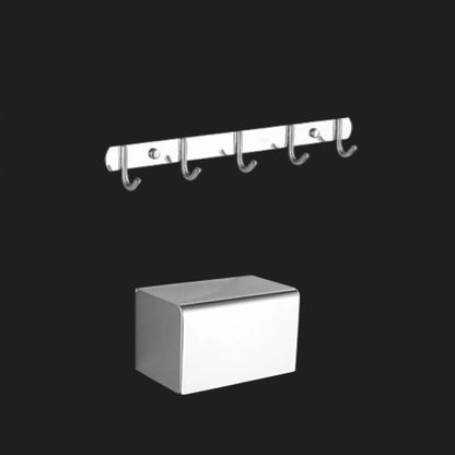 Modern Stainless Steel Bathroom Hardware Towel Bar Bathroom Set 2-Piece Set Clearhalo 'Bathroom Hardware Sets' 'Bathroom Hardware' 'Bathroom Remodel & Bathroom Fixtures' 'bathroom_hardware_sets' 'Home Improvement' 'home_improvement' 'home_improvement_bathroom_hardware_sets' 6718412