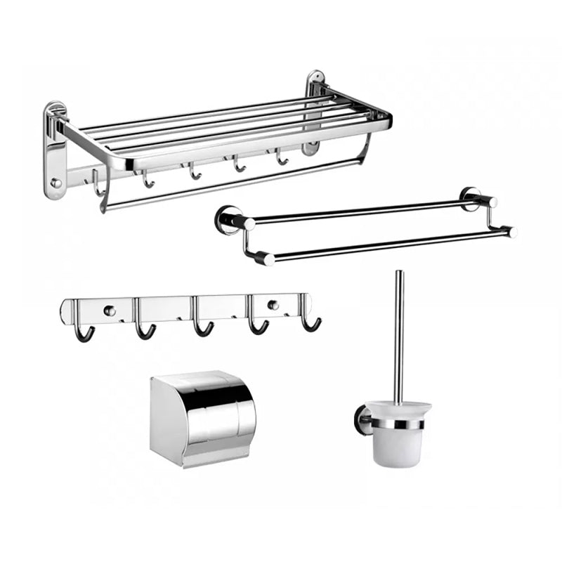 Modern Stainless Steel Bathroom Hardware Towel Bar Bathroom Set 5-Piece Set (Towel Bar) Clearhalo 'Bathroom Hardware Sets' 'Bathroom Hardware' 'Bathroom Remodel & Bathroom Fixtures' 'bathroom_hardware_sets' 'Home Improvement' 'home_improvement' 'home_improvement_bathroom_hardware_sets' 6718413