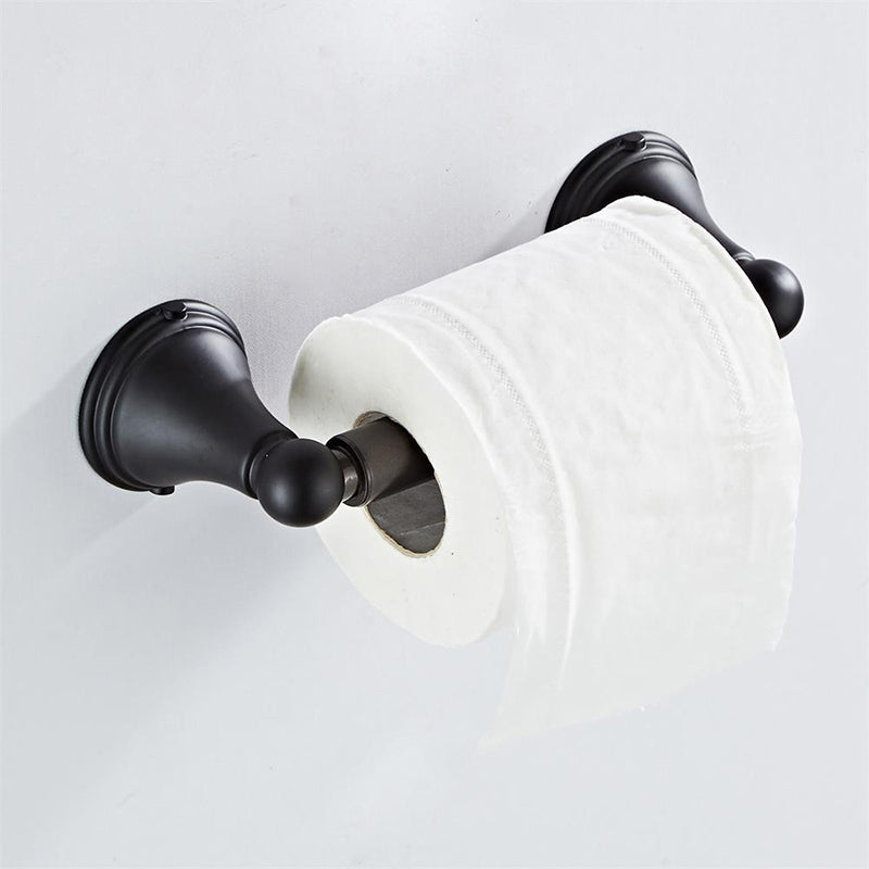 4- Piece Bathroom Accessory Set with Towel Bar& Ring /Robe Hooks/Paper Holder Clearhalo 'Bathroom Hardware Sets' 'Bathroom Hardware' 'Bathroom Remodel & Bathroom Fixtures' 'bathroom_hardware_sets' 'Home Improvement' 'home_improvement' 'home_improvement_bathroom_hardware_sets' 6718436