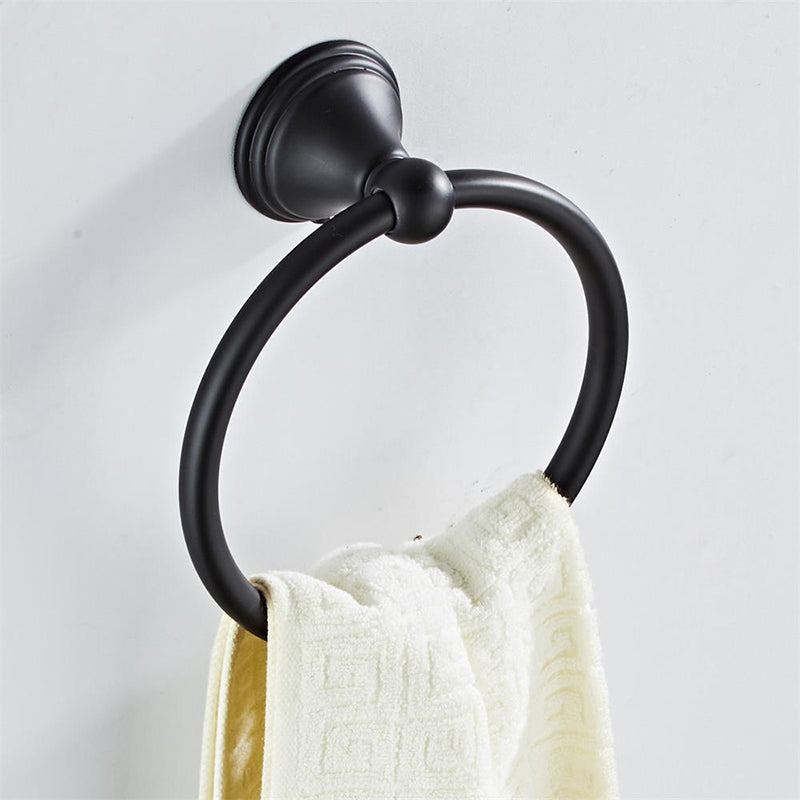 4- Piece Bathroom Accessory Set with Towel Bar& Ring /Robe Hooks/Paper Holder Clearhalo 'Bathroom Hardware Sets' 'Bathroom Hardware' 'Bathroom Remodel & Bathroom Fixtures' 'bathroom_hardware_sets' 'Home Improvement' 'home_improvement' 'home_improvement_bathroom_hardware_sets' 6718438