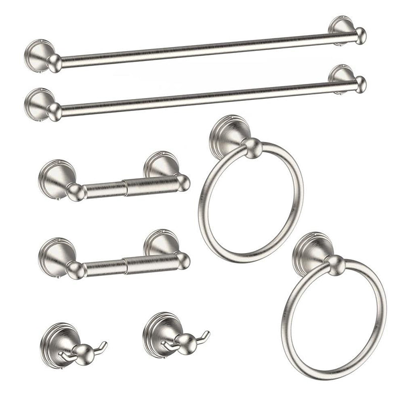 4- Piece Bathroom Accessory Set with Towel Bar& Ring /Robe Hooks/Paper Holder Clearhalo 'Bathroom Hardware Sets' 'Bathroom Hardware' 'Bathroom Remodel & Bathroom Fixtures' 'bathroom_hardware_sets' 'Home Improvement' 'home_improvement' 'home_improvement_bathroom_hardware_sets' 6718441