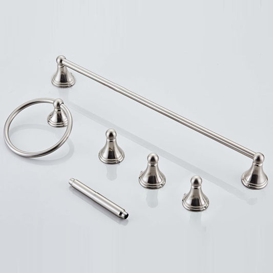 4- Piece Bathroom Accessory Set with Towel Bar& Ring /Robe Hooks/Paper Holder Clearhalo 'Bathroom Hardware Sets' 'Bathroom Hardware' 'Bathroom Remodel & Bathroom Fixtures' 'bathroom_hardware_sets' 'Home Improvement' 'home_improvement' 'home_improvement_bathroom_hardware_sets' 6718442