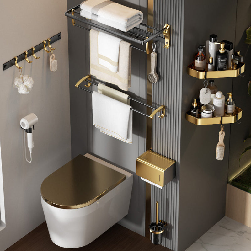 Contemporary Stainless Bathroom Accessory As Individual Or As a Set in Black and Gold Clearhalo 'Bathroom Hardware Sets' 'Bathroom Hardware' 'Bathroom Remodel & Bathroom Fixtures' 'bathroom_hardware_sets' 'Home Improvement' 'home_improvement' 'home_improvement_bathroom_hardware_sets' 6718496