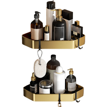 Contemporary Stainless Bathroom Accessory As Individual Or As a Set in Black and Gold 2-Piece Set (Triangular Bath Shelf) Clearhalo 'Bathroom Hardware Sets' 'Bathroom Hardware' 'Bathroom Remodel & Bathroom Fixtures' 'bathroom_hardware_sets' 'Home Improvement' 'home_improvement' 'home_improvement_bathroom_hardware_sets' 6718499