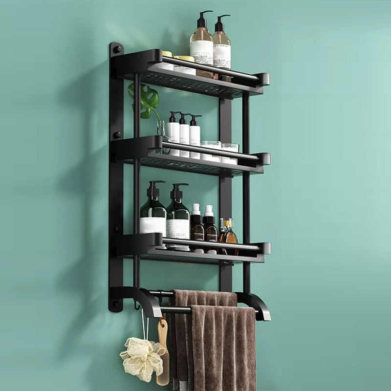 Modern Black Bathroom Accessory Stainless Steel Hardware Set Bath Shelf 16"L x 6"W x 24"H 1 Piece Bath Shelf Clearhalo 'Bathroom Hardware Sets' 'Bathroom Hardware' 'Bathroom Remodel & Bathroom Fixtures' 'bathroom_hardware_sets' 'Home Improvement' 'home_improvement' 'home_improvement_bathroom_hardware_sets' 6718538