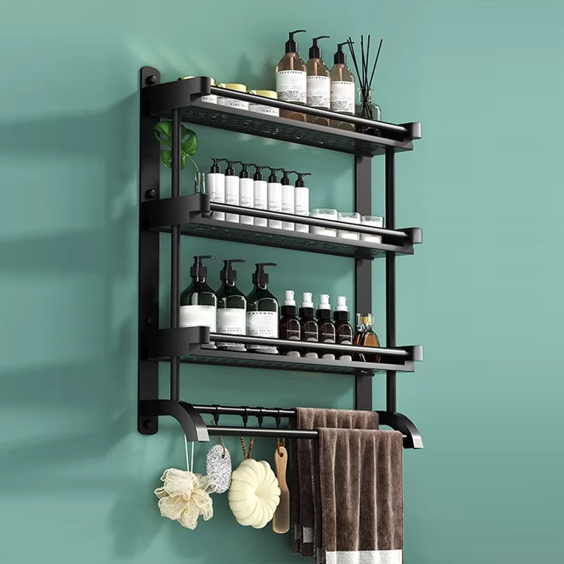 Modern Black Bathroom Accessory Stainless Steel Hardware Set Bath Shelf 28"L x 6"W x 24"H 1 Piece Bath Shelf Clearhalo 'Bathroom Hardware Sets' 'Bathroom Hardware' 'Bathroom Remodel & Bathroom Fixtures' 'bathroom_hardware_sets' 'Home Improvement' 'home_improvement' 'home_improvement_bathroom_hardware_sets' 6718554