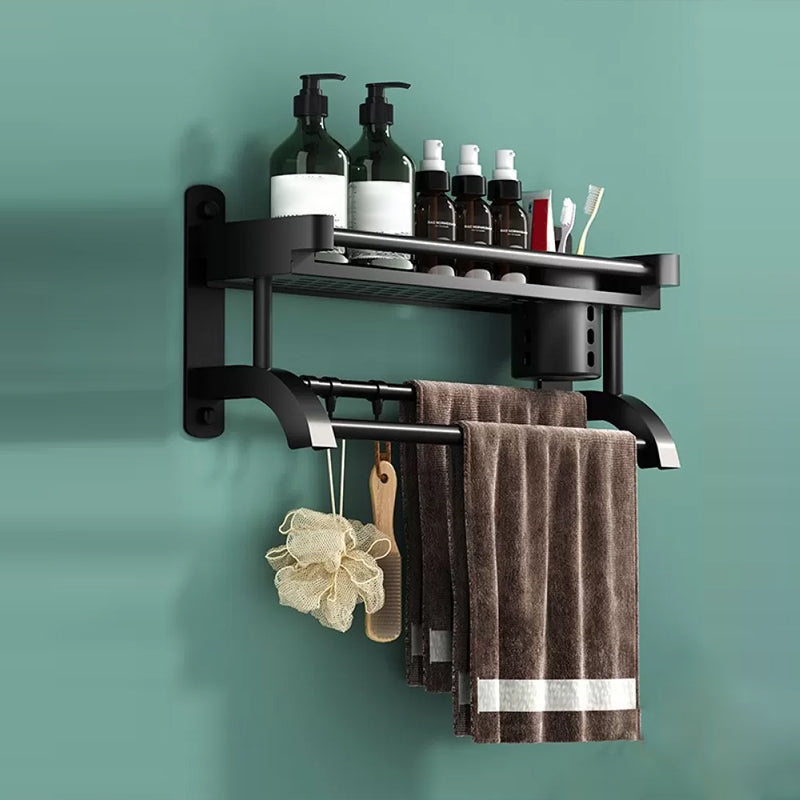 Modern Black Bathroom Accessory Stainless Steel Hardware Set Bath Shelf 19.7"L x 5.9"W x 7.1"H 1 Piece Single Cup Bath Shelf Clearhalo 'Bathroom Hardware Sets' 'Bathroom Hardware' 'Bathroom Remodel & Bathroom Fixtures' 'bathroom_hardware_sets' 'Home Improvement' 'home_improvement' 'home_improvement_bathroom_hardware_sets' 6718558