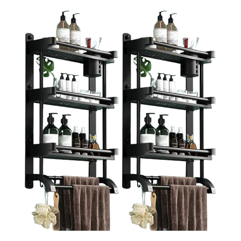 Modern Black Bathroom Accessory Stainless Steel Hardware Set Bath Shelf 16"L x 6"W x 24"H 2 Piece Set Single Cup Bath Shelf Clearhalo 'Bathroom Hardware Sets' 'Bathroom Hardware' 'Bathroom Remodel & Bathroom Fixtures' 'bathroom_hardware_sets' 'Home Improvement' 'home_improvement' 'home_improvement_bathroom_hardware_sets' 6718563