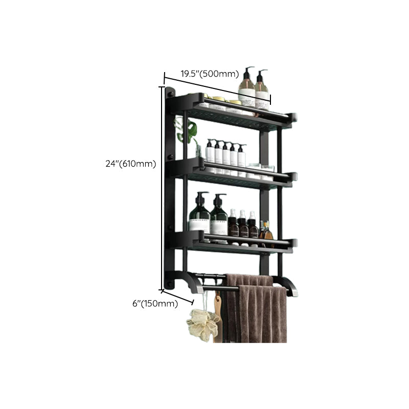 Modern Black Bathroom Accessory Stainless Steel Hardware Set Bath Shelf Clearhalo 'Bathroom Hardware Sets' 'Bathroom Hardware' 'Bathroom Remodel & Bathroom Fixtures' 'bathroom_hardware_sets' 'Home Improvement' 'home_improvement' 'home_improvement_bathroom_hardware_sets' 6718585