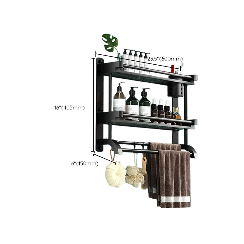 Modern Black Bathroom Accessory Stainless Steel Hardware Set Bath Shelf Clearhalo 'Bathroom Hardware Sets' 'Bathroom Hardware' 'Bathroom Remodel & Bathroom Fixtures' 'bathroom_hardware_sets' 'Home Improvement' 'home_improvement' 'home_improvement_bathroom_hardware_sets' 6718599