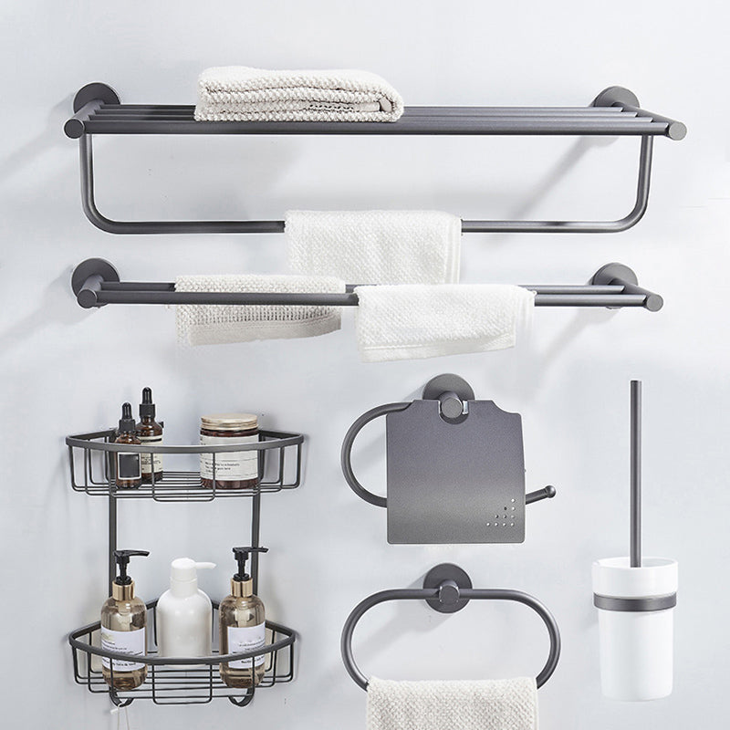 Traditional Gray Brass Bath Hardware Set Towel Bar Bathroom Hardware Set Clearhalo 'Bathroom Hardware Sets' 'Bathroom Hardware' 'Bathroom Remodel & Bathroom Fixtures' 'bathroom_hardware_sets' 'Home Improvement' 'home_improvement' 'home_improvement_bathroom_hardware_sets' 6718604