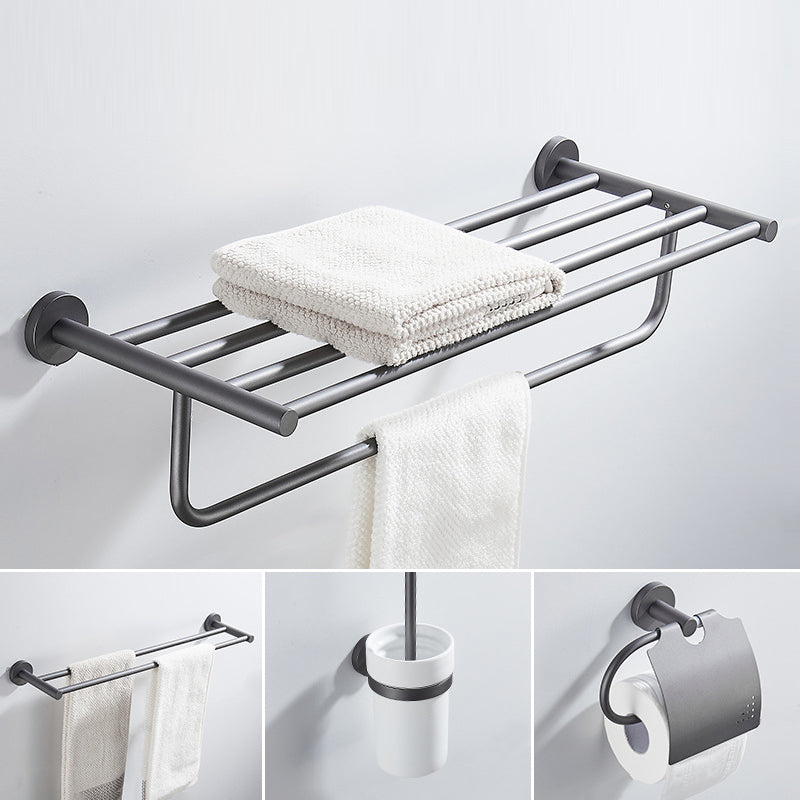 Traditional Gray Brass Bath Hardware Set Towel Bar Bathroom Hardware Set 4-Piece Set (Double Rods) Clearhalo 'Bathroom Hardware Sets' 'Bathroom Hardware' 'Bathroom Remodel & Bathroom Fixtures' 'bathroom_hardware_sets' 'Home Improvement' 'home_improvement' 'home_improvement_bathroom_hardware_sets' 6718616