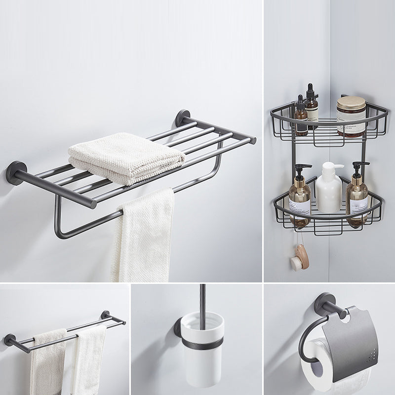 Traditional Gray Brass Bath Hardware Set Towel Bar Bathroom Hardware Set 5-Piece Set (Double Rods) Clearhalo 'Bathroom Hardware Sets' 'Bathroom Hardware' 'Bathroom Remodel & Bathroom Fixtures' 'bathroom_hardware_sets' 'Home Improvement' 'home_improvement' 'home_improvement_bathroom_hardware_sets' 6718619