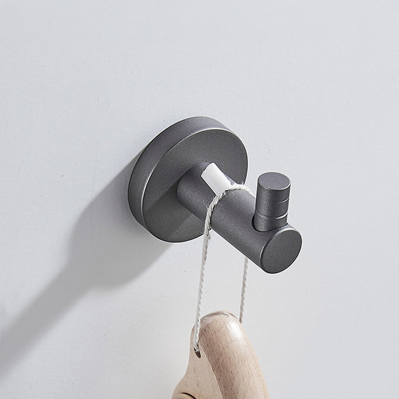 Traditional Gray Brass Bath Hardware Set Towel Bar Bathroom Hardware Set Towel Robe Hook (Single Hook) Clearhalo 'Bathroom Hardware Sets' 'Bathroom Hardware' 'Bathroom Remodel & Bathroom Fixtures' 'bathroom_hardware_sets' 'Home Improvement' 'home_improvement' 'home_improvement_bathroom_hardware_sets' 6718620