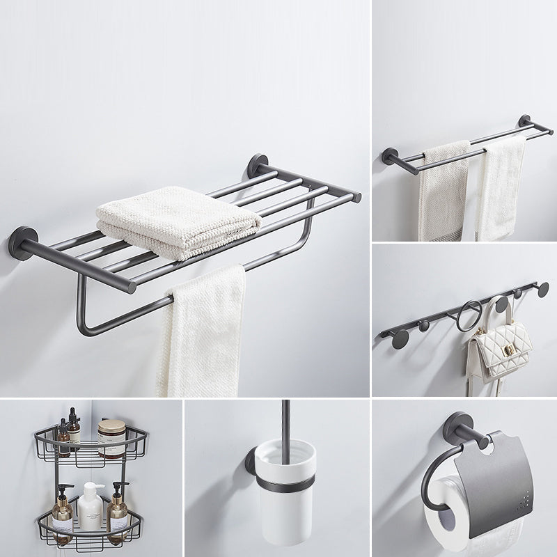 Traditional Gray Brass Bath Hardware Set Towel Bar Bathroom Hardware Set 6-Piece Set (Double Rods) Clearhalo 'Bathroom Hardware Sets' 'Bathroom Hardware' 'Bathroom Remodel & Bathroom Fixtures' 'bathroom_hardware_sets' 'Home Improvement' 'home_improvement' 'home_improvement_bathroom_hardware_sets' 6718623